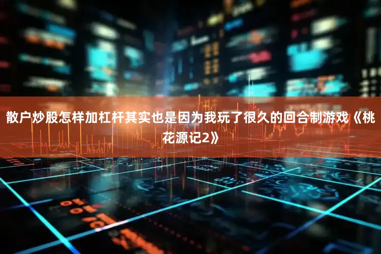 散户炒股怎样加杠杆其实也是因为我玩了很久的回合制游戏《桃花源记2》
